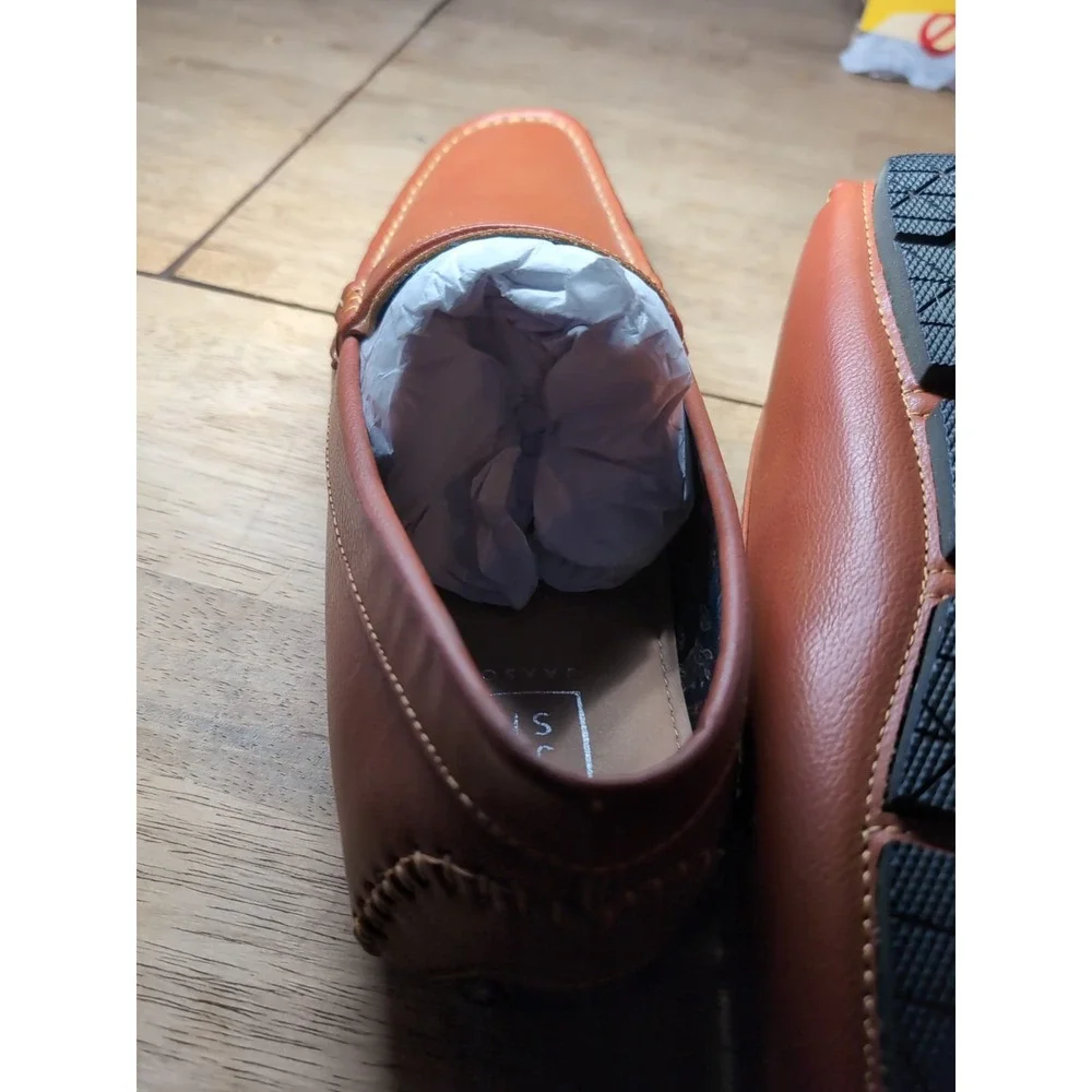 Jaxson JXSN Casual Tan Leather Loafers Men's‎ 13 Slip-On Rubber Sole